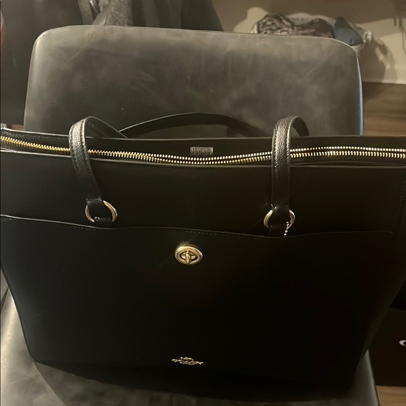 Coach Folio Tote Black Leather Tote Bag